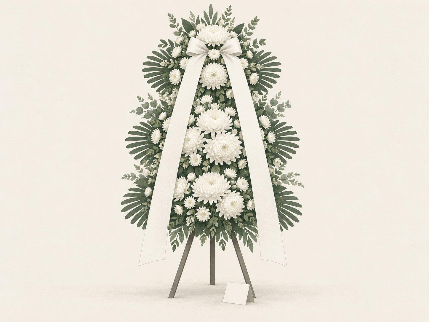 흰 국화 3단 근조화환 일러스트